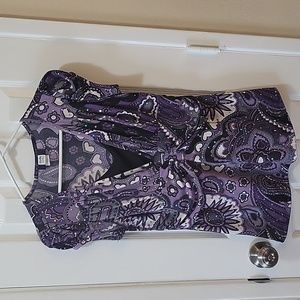 Studio 1940  Purple Blouse with Paisley and Heart Design  Size S